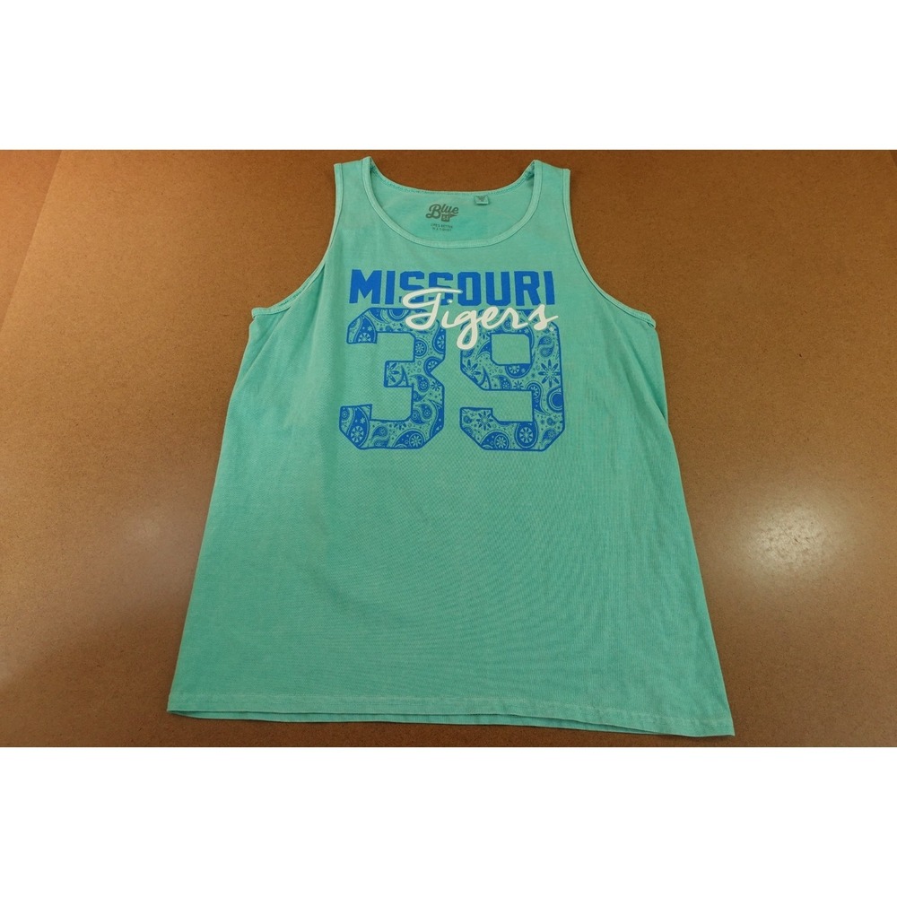 Missouri Tigers Blue 84 Mens Size Medium Green Cotton 39 Graphic Tank Top NWT